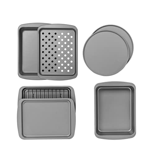 G & S Metal Products Company Ovenstuff Toaster Oven 8-Piece Bakeware Set, Gray
