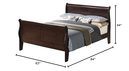 Glory Furniture Louis Phillipe Queen Sleigh Bed in Cappuccino