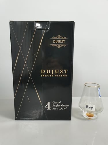 DUJUST Snifter Glasses Set of 4 (8oz), Crystal Whiskey Glasses with 24K Gold Leaf Flakes, Luxury Tasting Glasses for Brandy/Cognac/Bourbon/Tequila/Scotch, BPA-Free & Lead-Free