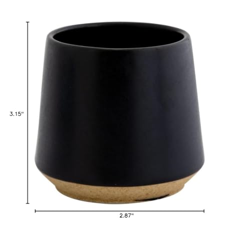 Japanese pottery, Minoyaki handmade pottery cup imported from Japan, suitable cup for drinking green tea, matcha, sake, and whisky on the rocks (Black)