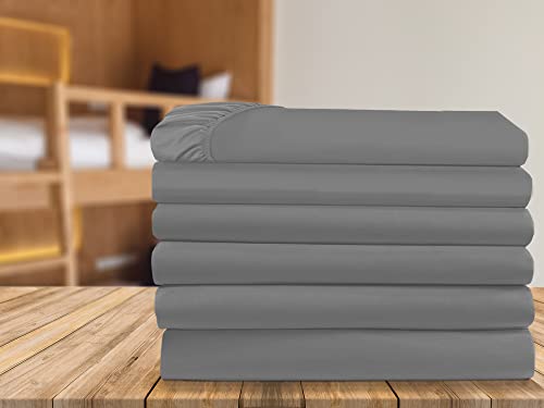 Elegant Comfort 6-Pack Fitted Bottom Sheets 1500 Thread Count Premium Hotel Quality, Deep Pocket, Wrinkle-Free, Stain and Fade Resistant, 6PACK Fitted Sheet, Twin/Twin XL, Gray