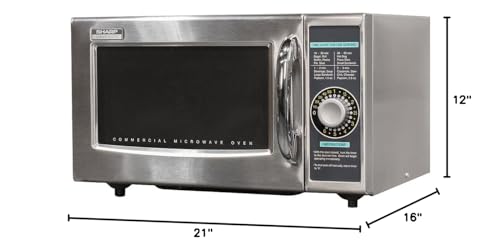 Sharp R-21LCFS Medium-Duty Commercial Microwave Oven with Dial Timer, Stainless Steel, 1000-Watts, 120-Volts, One Size