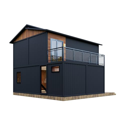 Barn Homes Double Story Flat Pack House with Bathroom and Kitchen, Foldable Tiny Home, 20ft & 40ft, Mobile House, Modular Homes, Container Homes, Tiny House to Live in, Cabin Prefab (40FT)