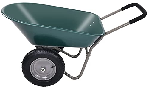 Elevon Dual-Wheel Home Garden Yard Utility Wheelbarrow Cart with Built-in Stand