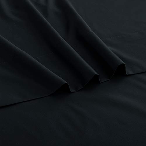 Sfoothome California King Flat Sheet Black Top Sheet, Premium Hotel 1-Piece, Luxury and Soft 1500 Thread Count Quality Bedding Flat Sheet, Wrinkle-Free, Stain-Resistant