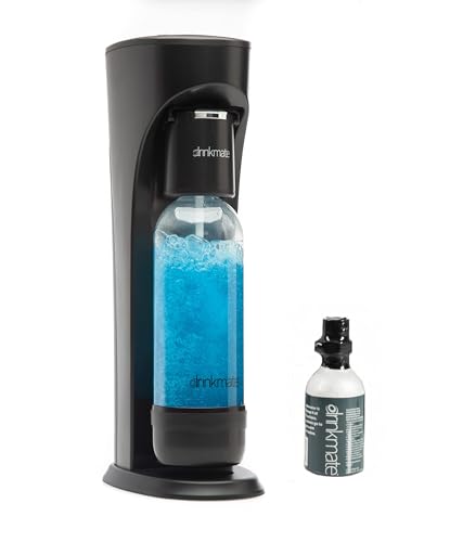 Drinkmate OmniFizz Sparkling Water and Soda Maker, Carbonates Any Drink, with 3oz CO2 Test Cylinder (Matte Black)