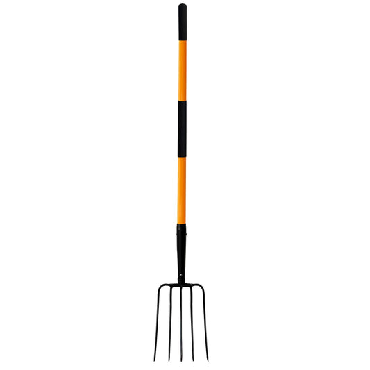 VNIMTI Pitch Fork for Gardening, 5 Tine Pitchfork Heavy Duty with Fiberglass Handle, 58 Inches