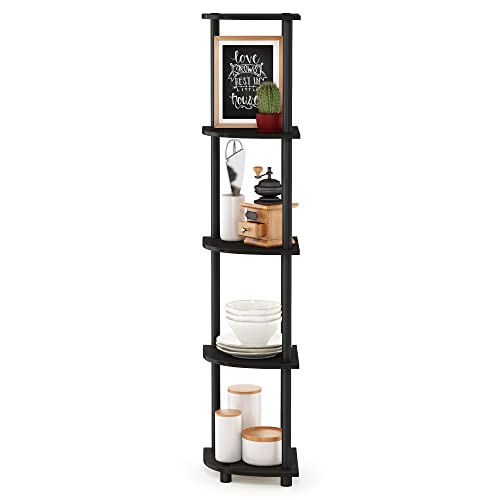 Furinno Turn-N-Tube 5 Tier Corner Display Rack Multipurpose Shelving Unit, 1-Pack, Espresso/Black