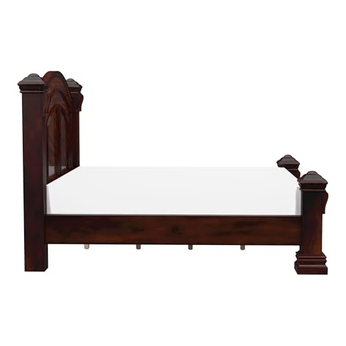 Furniture of America FOA Oulette 2-Piece Cherry Solid Wood Bedroom Set - Cal King + Nightstand