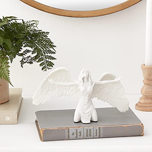 Design Toscano Pray for Peace Angel Figurine Statue, 9 in X 3 in X 4.5 in, White