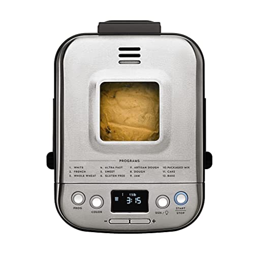 Cuisinart Bread Maker Machine, Compact and Automatic, Customizable Settings, Up to 2lb Loaves, CBK-110P1, Silver,Black