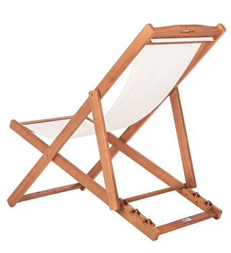 Safavieh PAT7040E-SET2 Outdoor Loren Brown (Set of 2) Sling Chair, Natural/Beige