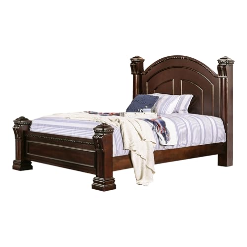 Furniture of America FOA Oulette 2-Piece Cherry Solid Wood Bedroom Set - Cal King + Nightstand