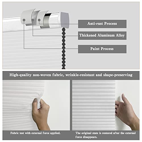 Boolegon Blackout Cellular Shades Cordless Pull Down Cellular Blinds Thermal Insulated Honeycomb Blinds for Windows, White