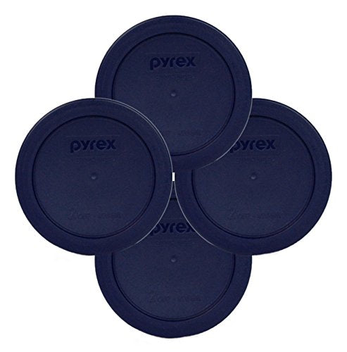Pyrex Blue 2 Cup Round Storage Cover #7200-PC for Glass Bowls 4-Pack