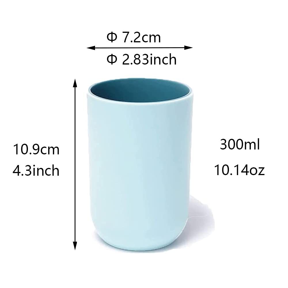 RabyLeo Cup 10.5oz, Unbreakable Reusable Drinking Cups Set of 2 Colors, Plastic Toothbrush Cup Tumbler 300ml, Dishwasher Safe (Light blue & Navy blue)