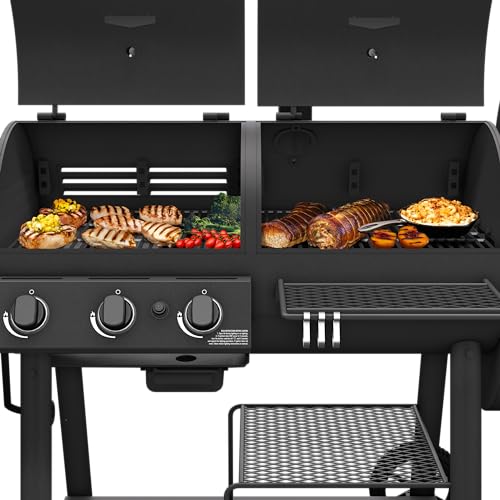 OKLAHOMA JOE'S® Canyon™ Charcoal and Propane Gas Combination Smoker and Grill, Black Steel, 24203004