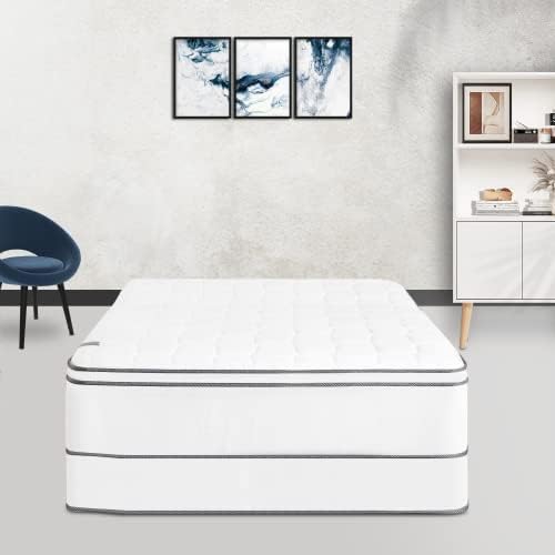 Nutan 10-inch Medium Firm with Eurotop Mattresses with Box Spring, Provide Ultimate Comfort and Relaxation, Provide Complete Body Support, Maintain Correct Posture, White, Full XL