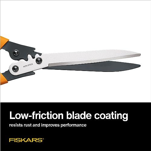 Fiskars PowerGear2 Hedge Shears - 23" Precision-Ground Low Friction Coated Stainless Steel Blade - Branch Cutter and Gardening Tool with Shock-Absorbing Bumpers