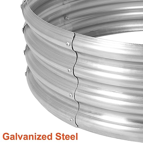 OUSHENG Galvanized Fire Pit Ring for Outside Wood Burning, Metal Firepit Liner for Above Ground Outdoor Camping Beach Backyard Park