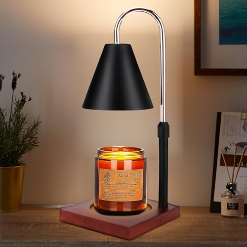 Cubetoou Candle Warmer Lamp with Timer, Adjustable Height of Candle Warmer, Vintage and Dimmable Electric Lamp Candle Warmer for Scented Candles, Great Gift for Candle Lovers (Black)