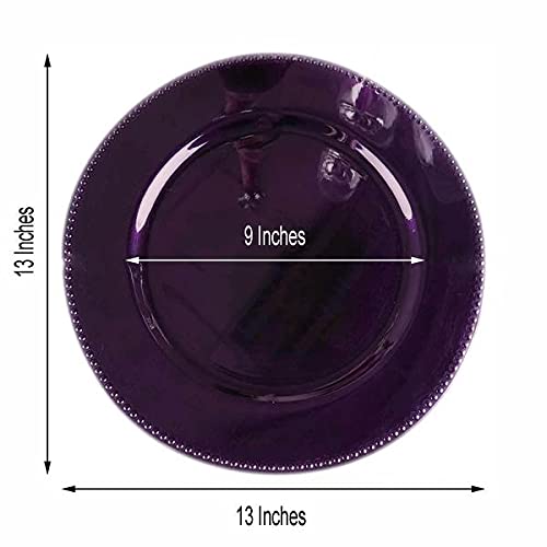 Balsa Circle 6 pcs 13-Inch Purple Crystal Beaded Round Charger Plates - Dinner Wedding Supplies for all Holidays Decorations