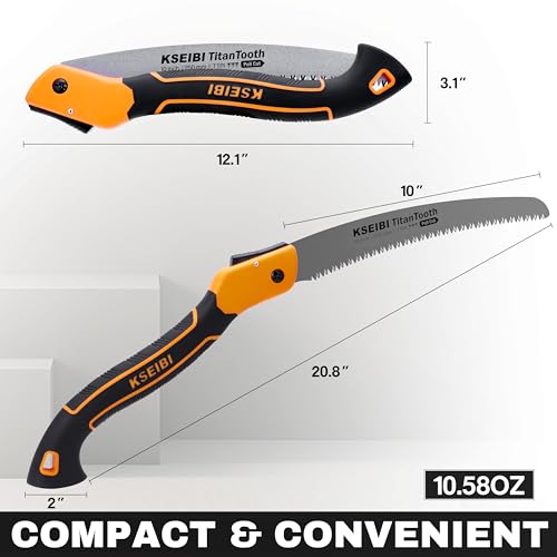 KSEIBI Folding Saw - Camping Saw, Camp Saw, SK-4 Steel Hand Saw for Campers, Portable 10 Inch Wood Pruning Saw for Gardening, Carpentry and Smooth, Precise Cuts, Pruning Hand Saw for Outdoor Use