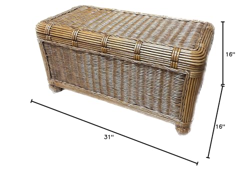 Brown Wicker Trunk - Wood Lined Storage Chest