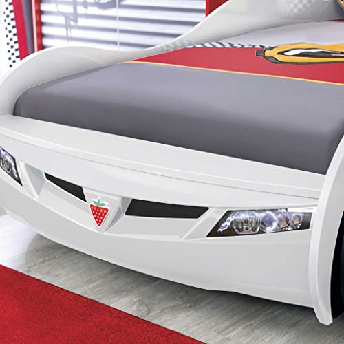 Cilek Kids Room Cup White Twin Race Car Bed,