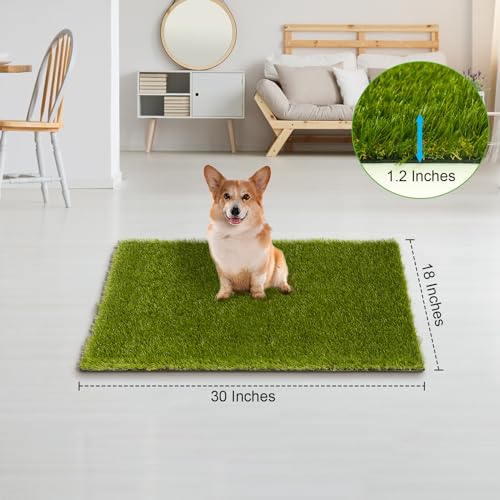 CooRug Artificial Grass, 30 x 18 Inches Fake Grass for Dogs, Reusable Dog Grass Pee Pads with Drainage Holes for Dog Potty Training Outdoor Indoor Door Mat Decoration