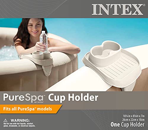 Intex PureSpa Attachable Cup Holder for Spa Wall, Pool and Hot Tub Accessory for Drinks that Holds 2 Standard Sized Beverages, Tan, (8 Pack)