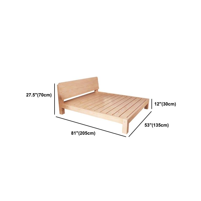 CraftThink Scandinavian Solid Wood Bed Frame with Rectangular Headboard in Natural for Bedroom Boys Girls- Full XL (Panel Single Bed)