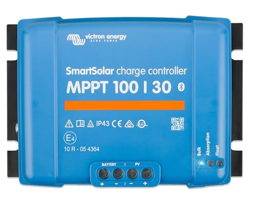 Victron Energy SmartSolar MPPT Solar Charge Controller (Bluetooth) - Charge Controllers for Solar Panels - 100V, 30 amp, 12/24-Volt