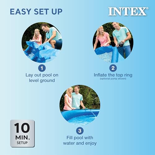 Intex 28106EH 8 x 2 Foot Round Easy Set Inflatable Above Ground Outdoor Backyard Swimming Pool with 513 Gallons of Water, Blue (Pool Only)