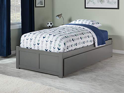 AFI Concord Twin Extra Long Platform Bed with Footboard and Twin Extra Long Trundle in Grey