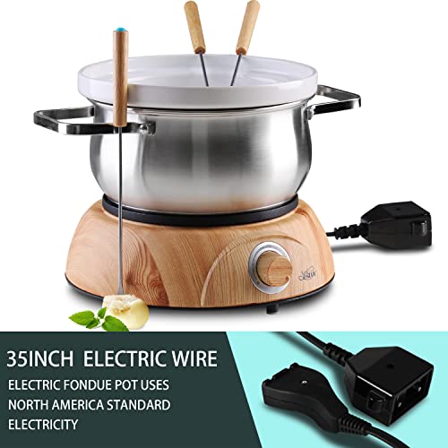 Artestia Electric Fondue Pot Set for Melting Chocolate Cheese, 1500W Cheese Fondue Pot Sets with Temperature Control for Meat Fondue Party, 8 Colored Fondue Forks