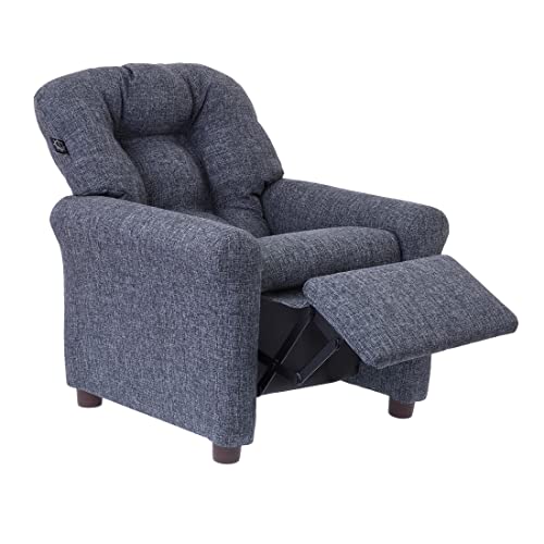 THE CREW FURNITURE Traditional Kids Recliner, Toddler Ages 1-5 Years, Home Décor Polyester Linen, Gray