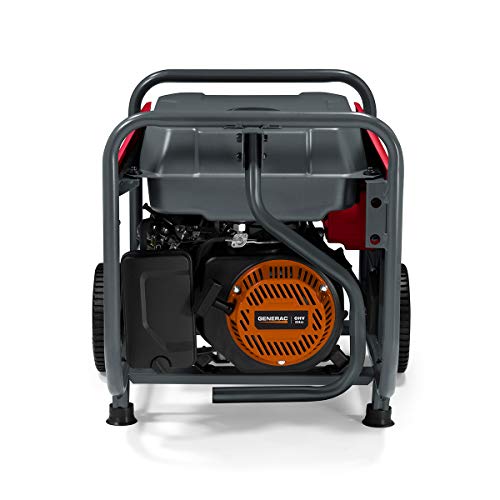 Powermate PM4500 4,500-Watt Gas-Powered Portable Open Frame Generator - COsense Technology - Quiet Operation - Ideal for Home, Camping, RV and Outdoor Activites - Engine Powered by Generac - Red/Black