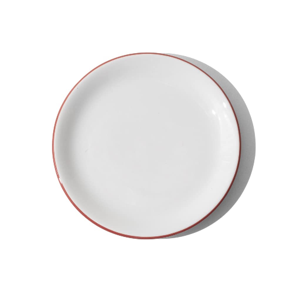 Made In Cookware - Set of 4 - Bread and Butter Plates - White With Red Rim - Porcelain - Crafted in England