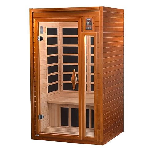 DYNAMIC SAUNAS Barcelona 2 Person Low EMF FAR Infrared Sauna for Home with Chromotherapy Lighting with Red Light Feature and LED Control Panel