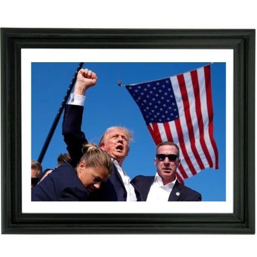 Generic Donald Trump Picture Frame,11"" x 8"", Donald Trump HD Photo, Donald Trump Wood Frame, Assasination Attempt, July 13,2024, Freedom Photo, USA, LIMITED EDITION., Black