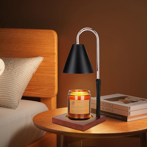 Cubetoou Candle Warmer Lamp with Timer, Adjustable Height of Candle Warmer, Vintage and Dimmable Electric Lamp Candle Warmer for Scented Candles, Great Gift for Candle Lovers (Black)