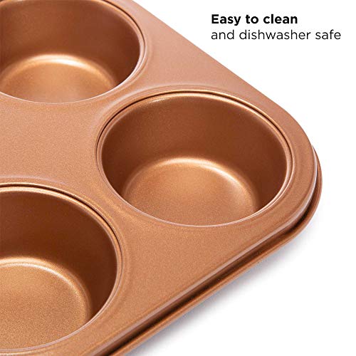 Ecolution Non-Stick Toaster Oven Bakeware Set 4-Piece, Carbon Steel, Easy to Clean and Perfect for Single Servings, Copper