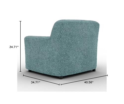 PAULATO BY GA.I.CO. Chair Cover - Armchair Cover - Armchair Slipcover - Soft Fabric Slipcover - 1-Piece Form Fit Stretch Stylish Furniture Protector - Microfibra Collection - Teal (Chair)