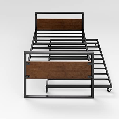 ZINUS Suzanne Bamboo and Metal Daybed with Trundle / Mattress Foundation with Steel Slat Support / Easy Assembly, Twin