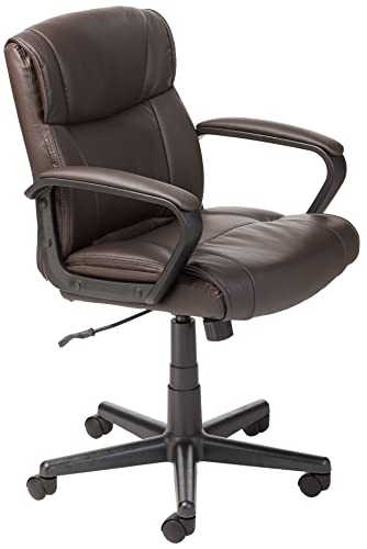 Amazon Basics Padded Office Desk Chair with Armrests, Adjustable Height/Tilt, 360-Degree Swivel, 275 Pound Capacity, 24 x 24.2 x 34.8 Inches, Dark Brown