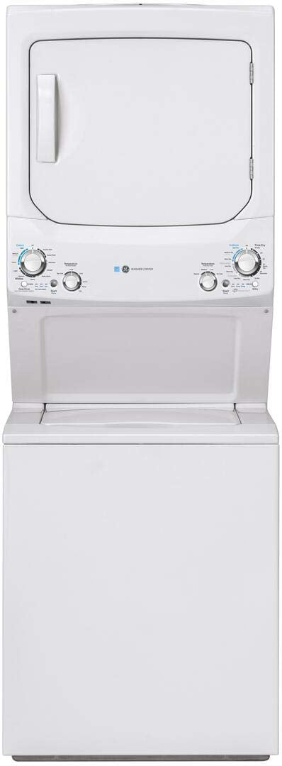 GE GUD27EESNWW 27" Electric Laundry Center with 3.8 cu. ft. Washer Capacity and 5.9 cy. ft. Dryer Capacity in White