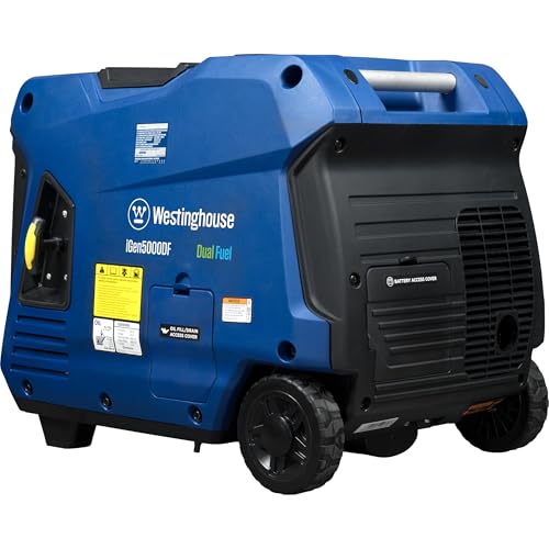 Westinghouse 5000 Peak Watt Super Quiet Dual Fuel Portable Inverter Generator, Remote Electric Start, Gas & Propane Powered, RV Ready 30A Outlet, Parallel Capable,Blue/Black