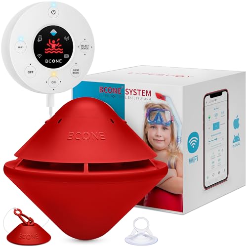 BCONE® System Pool Alarm by Lifebuoy® | Certified ASTM F2208 Floating Pool Alarm | Loud Pool Safety Alarms on Home & Pool Units | Connects to Alexa | Pool Alarms for Inground Pools and Above-Ground