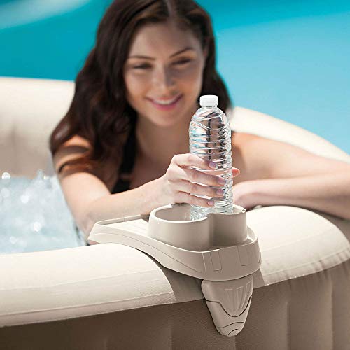 Intex PureSpa Attachable Cup Holder for Spa Wall, Pool and Hot Tub Accessory for Drinks that Holds 2 Standard Sized Beverages, Tan, (8 Pack)